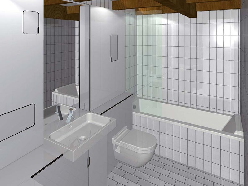  3d-Modell: Einbau-Badezimmer